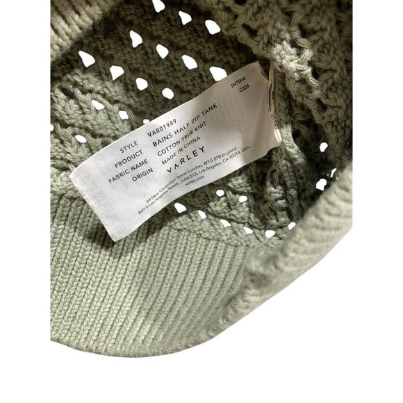 Varley Half Zip Tank Sage Green Open Knit Cotton Vest VAR01989 Small - Picture 5 of 9